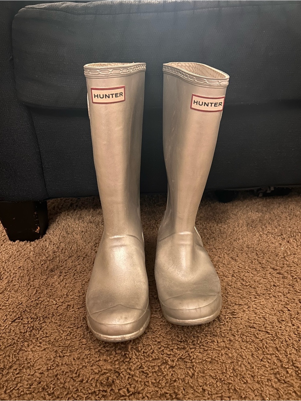 Hunter Silver Tall Rubber Rain Boots